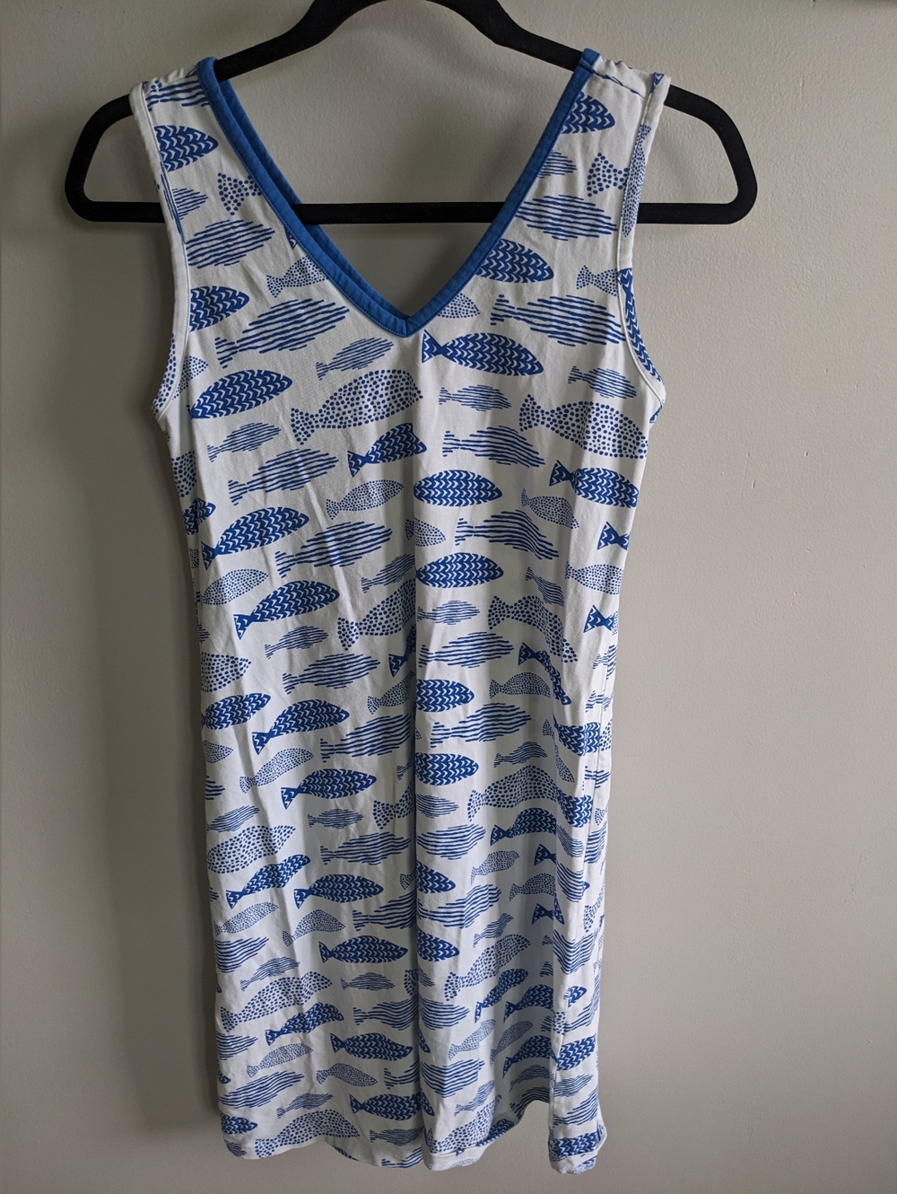 Duffield Lane Sleeveless Pajama Dress Fish Print Nautical Preppy Coastal XS